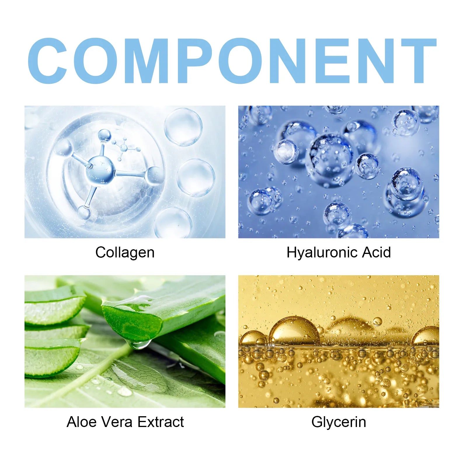 Key ingredients in VISIBREEZ Face Mask – Collagen, Hyaluronic Acid, Aloe Vera, Glycerin